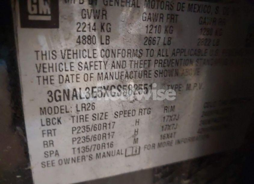 Photo 9 of 2012 Chevrolet Captiva SPORT LT (VIN 3GNAL3E5XCS582551)