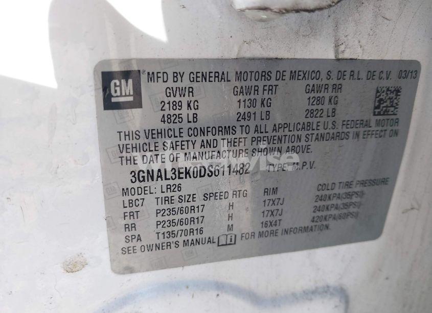 Photo 9 of 2013 Chevrolet Captiva SPORT LT (VIN 3GNAL3EK0DS611482)