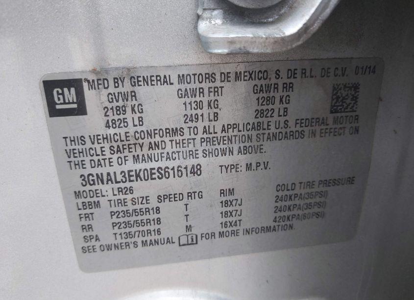 Photo 9 of 2014 Chevrolet Captiva SPORT LT (VIN 3GNAL3EK0ES616148)