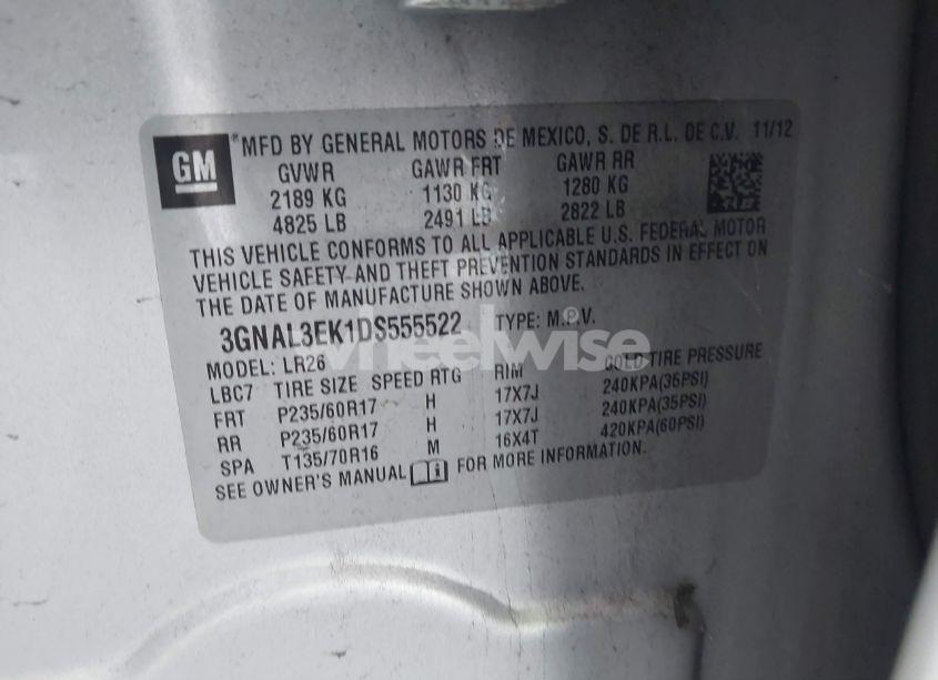 Photo 9 of 2013 Chevrolet Captiva SPORT LT (VIN 3GNAL3EK1DS555522)