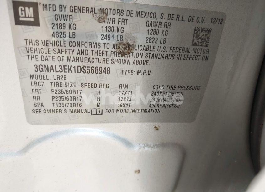 Photo 9 of 2013 Chevrolet Captiva SPORT LT (VIN 3GNAL3EK1DS568948)