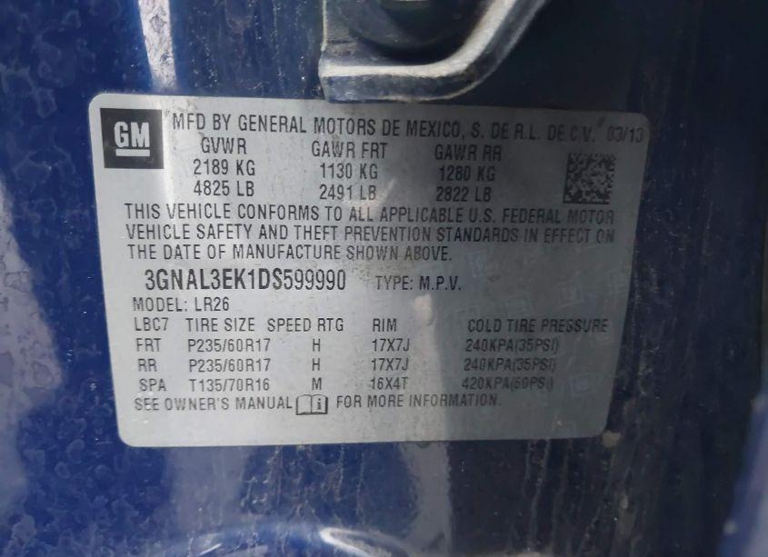 Photo 9 of 2013 Chevrolet Captiva SPORT LT (VIN 3GNAL3EK1DS599990)