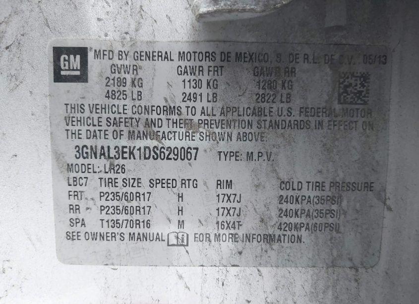 Photo 9 of 2013 Chevrolet Captiva SPORT LT (VIN 3GNAL3EK1DS629067)