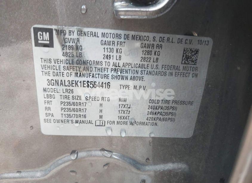 Photo 9 of 2014 Chevrolet Captiva SPORT LT (VIN 3GNAL3EK1ES564416)