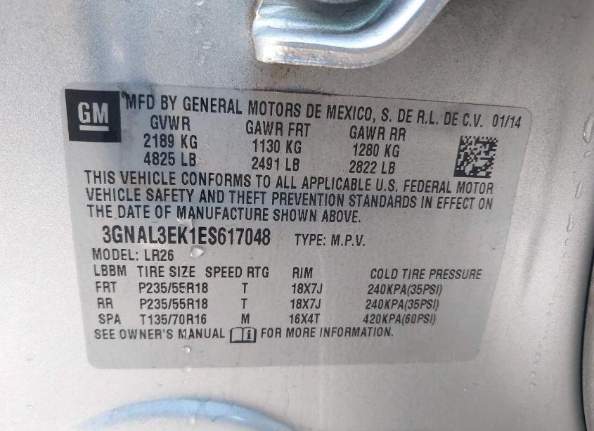 Photo 9 of 2014 Chevrolet Captiva SPORT LT (VIN 3GNAL3EK1ES617048)