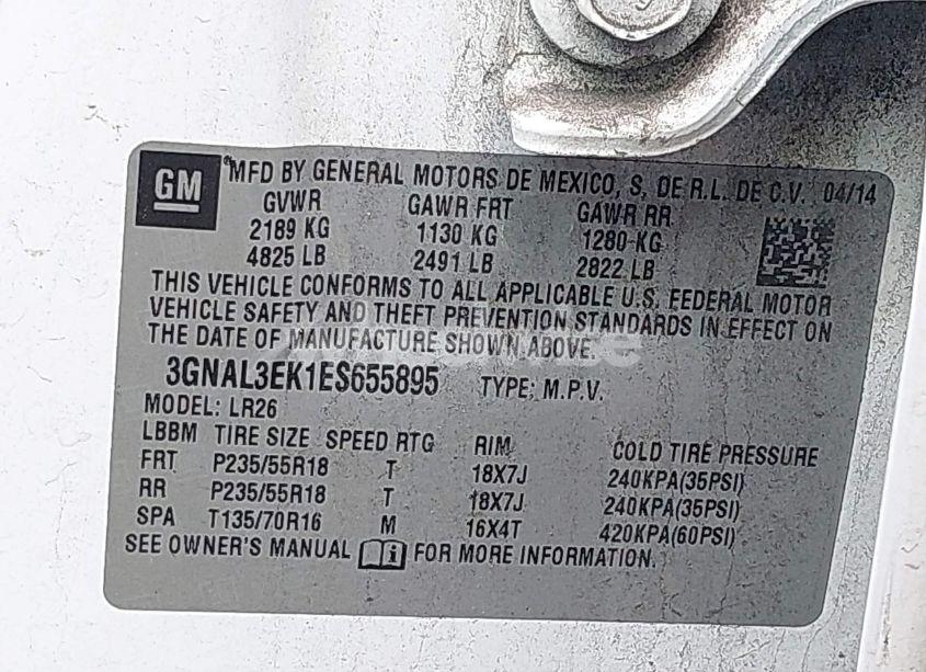 Photo 9 of 2014 Chevrolet Captiva SPORT LT (VIN 3GNAL3EK1ES655895)