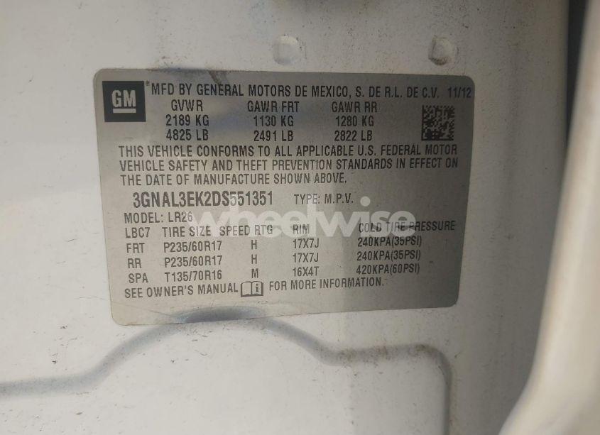Photo 9 of 2013 Chevrolet Captiva SPORT LT (VIN 3GNAL3EK2DS551351)