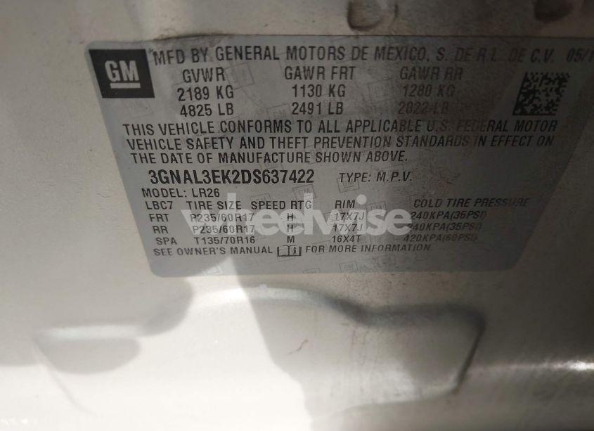 Photo 9 of 2013 Chevrolet Captiva SPORT LT (VIN 3GNAL3EK2DS637422)