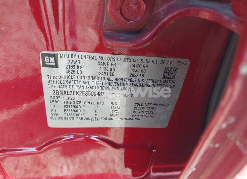 Photo 9 of 2014 Chevrolet Captiva SPORT LT (VIN 3GNAL3EK2ES509487)