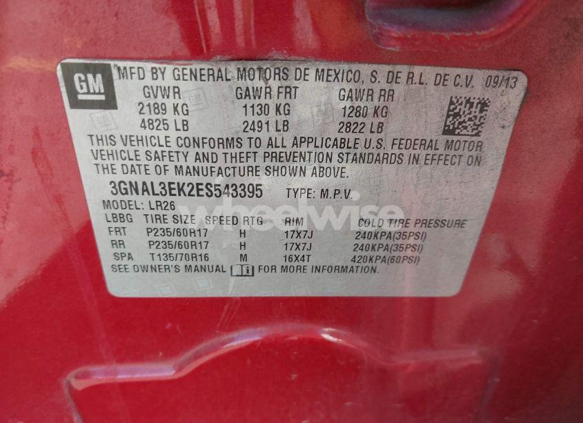 Photo 9 of 2014 Chevrolet Captiva SPORT LT (VIN 3GNAL3EK2ES543395)