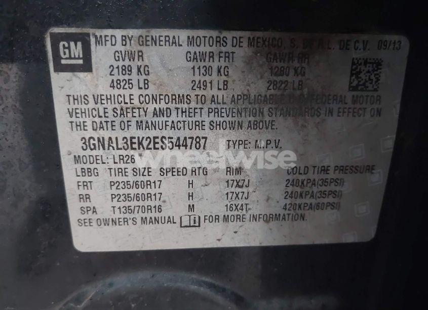 Photo 9 of 2014 Chevrolet Captiva SPORT LT (VIN 3GNAL3EK2ES544787)