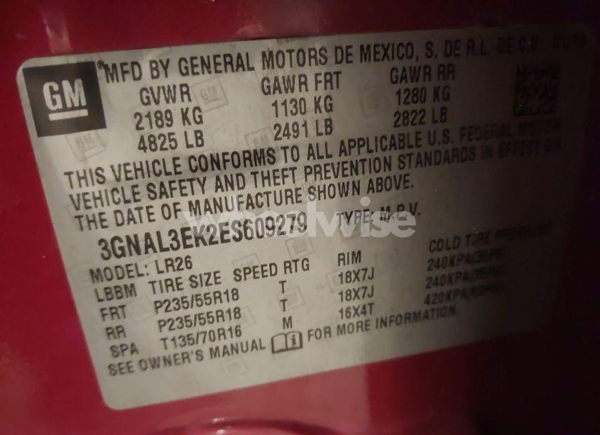 Photo 9 of 2014 Chevrolet Captiva SPORT LT (VIN 3GNAL3EK2ES609279)