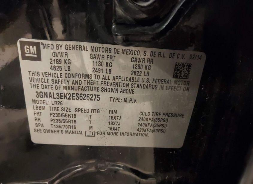 Photo 9 of 2014 Chevrolet Captiva SPORT LT (VIN 3GNAL3EK2ES626275)