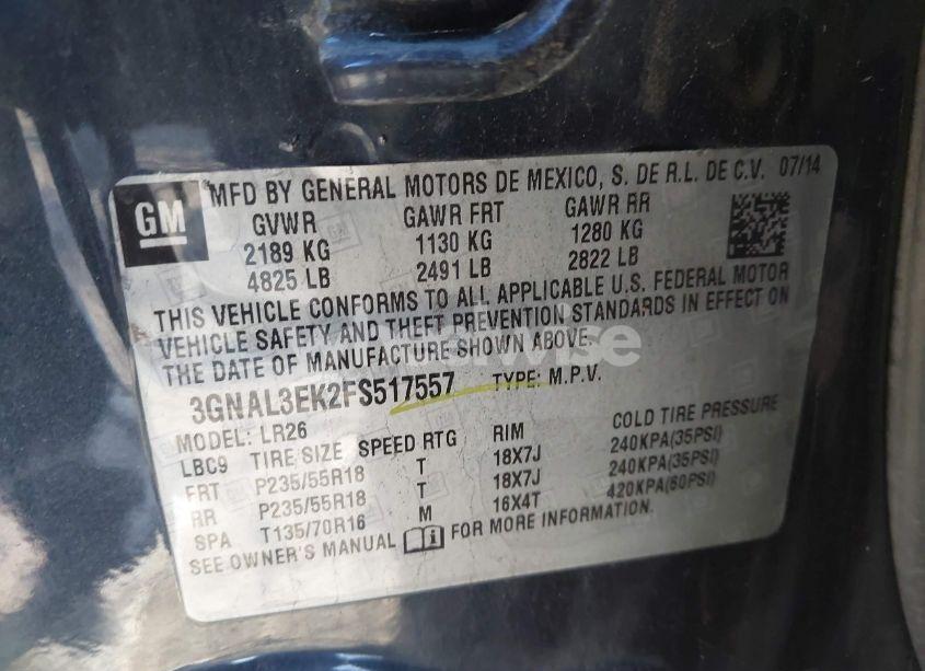 Photo 9 of 2015 Chevrolet Captiva SPORT LT (VIN 3GNAL3EK2FS517557)