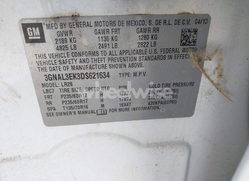 Photo 9 of 2013 Chevrolet Captiva SPORT LT (VIN 3GNAL3EK3DS621634)