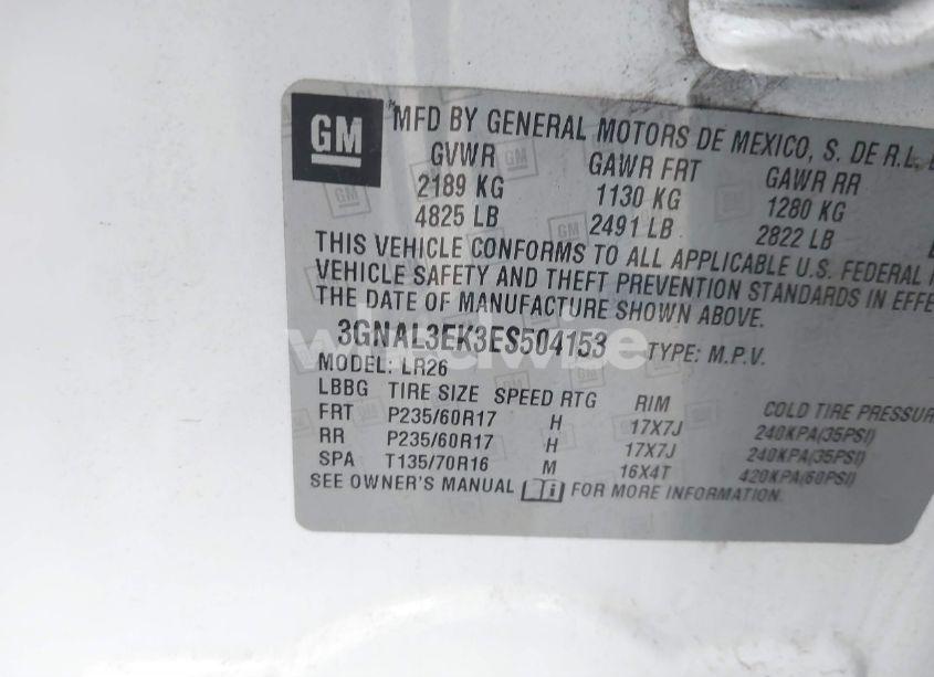 Photo 9 of 2014 Chevrolet Captiva SPORT LT (VIN 3GNAL3EK3ES504153)