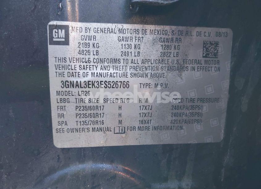 Photo 9 of 2014 Chevrolet Captiva SPORT LT (VIN 3GNAL3EK3ES526766)