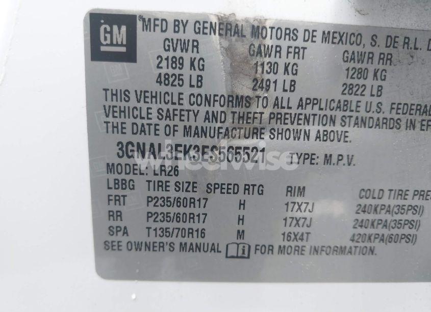 Photo 9 of 2014 Chevrolet Captiva SPORT LT (VIN 3GNAL3EK3ES565521)