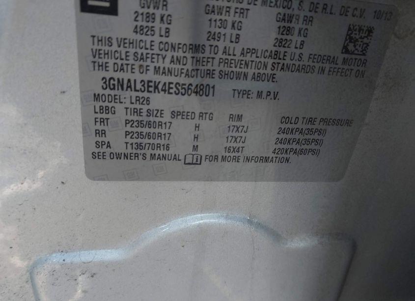 Photo 9 of 2014 Chevrolet Captiva SPORT LT (VIN 3GNAL3EK4ES564801)