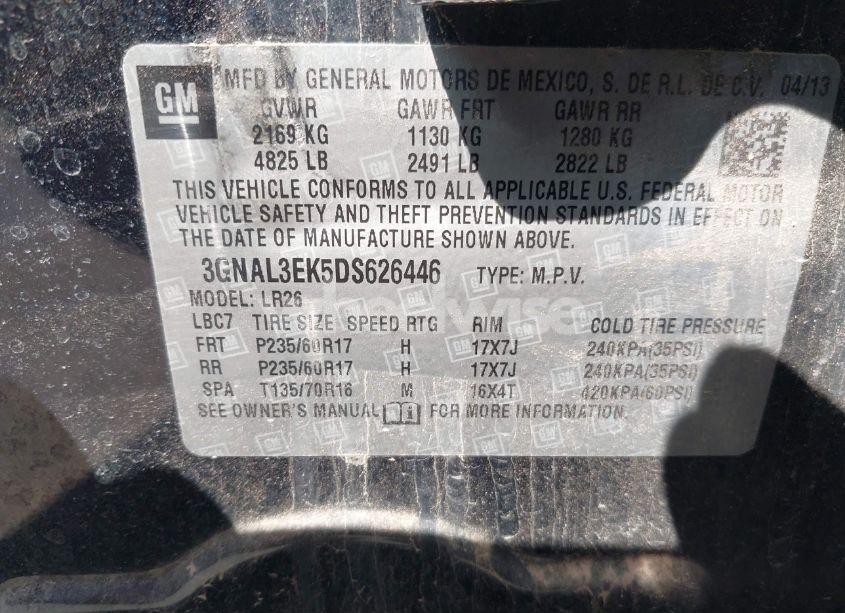 Photo 9 of 2013 Chevrolet Captiva SPORT LT (VIN 3GNAL3EK5DS626446)