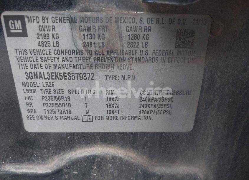 Photo 9 of 2014 Chevrolet Captiva SPORT LT (VIN 3GNAL3EK5ES579372)