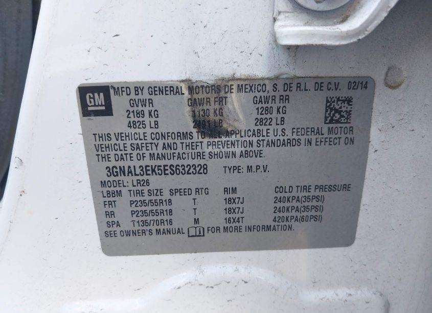 Photo 9 of 2014 Chevrolet Captiva SPORT LT (VIN 3GNAL3EK5ES632328)