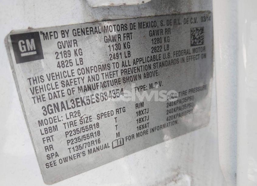 Photo 9 of 2014 Chevrolet Captiva SPORT LT (VIN 3GNAL3EK5ES634354)