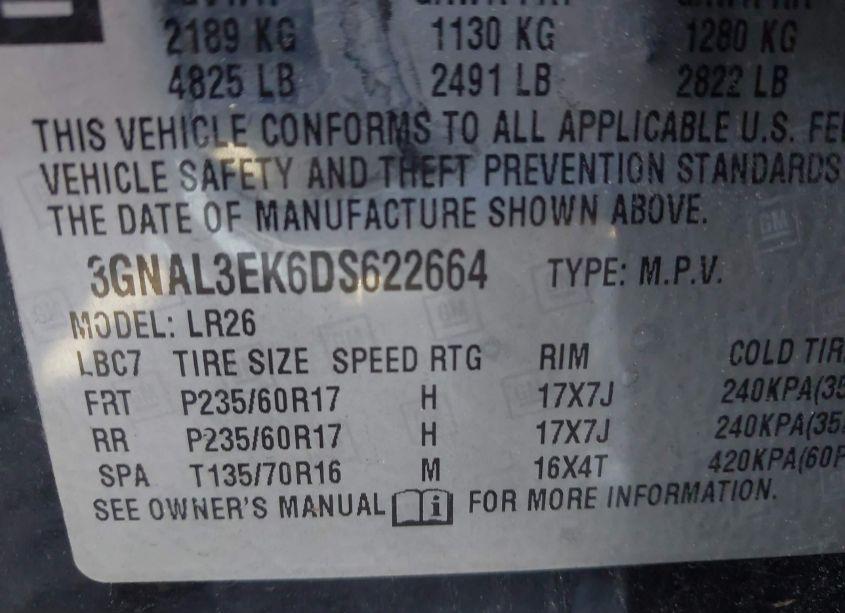 Photo 9 of 2013 Chevrolet Captiva SPORT LT (VIN 3GNAL3EK6DS622664)