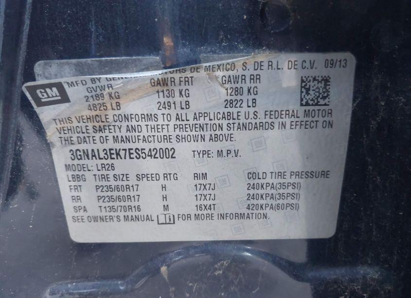 Photo 9 of 2014 Chevrolet Captiva SPORT LT (VIN 3GNAL3EK7ES542002)