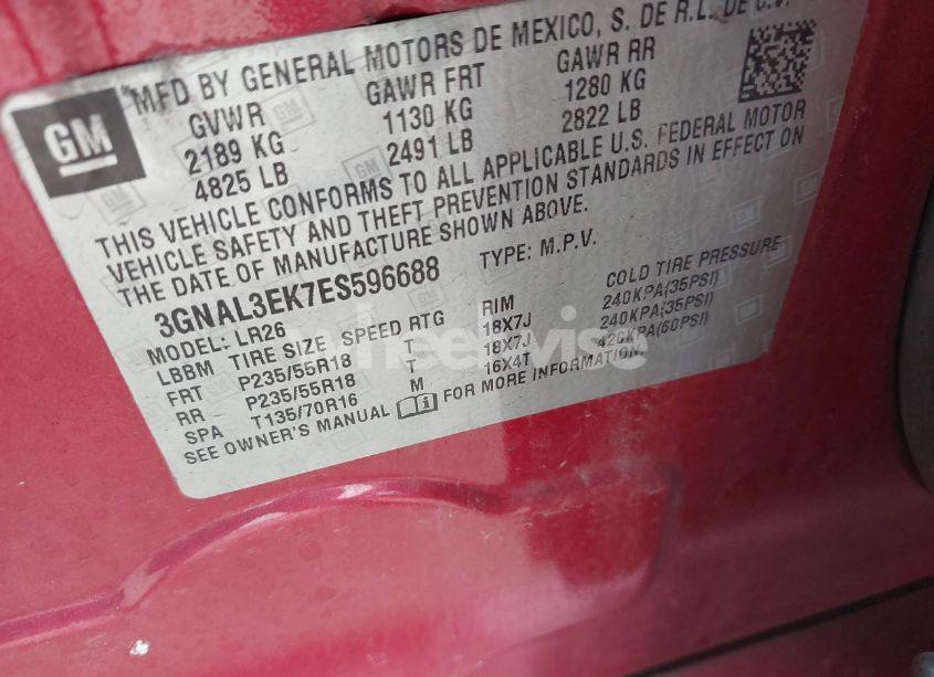 Photo 9 of 2014 Chevrolet Captiva SPORT LT (VIN 3GNAL3EK7ES596688)