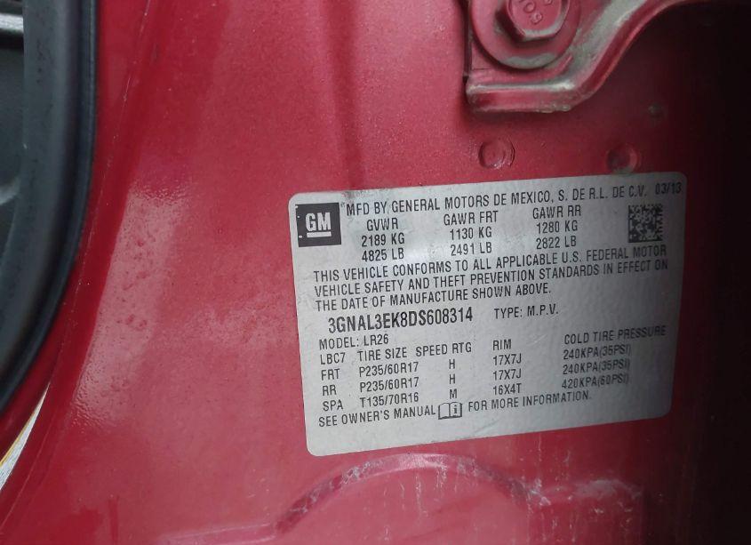 Photo 9 of 2013 Chevrolet Captiva SPORT LT (VIN 3GNAL3EK8DS608314)