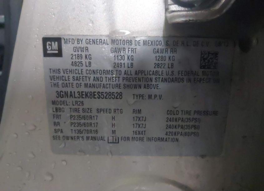 Photo 9 of 2014 Chevrolet Captiva SPORT LT (VIN 3GNAL3EK8ES528528)