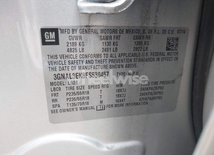 Photo 9 of 2015 Chevrolet Captiva SPORT LT (VIN 3GNAL3EK8FS530457)