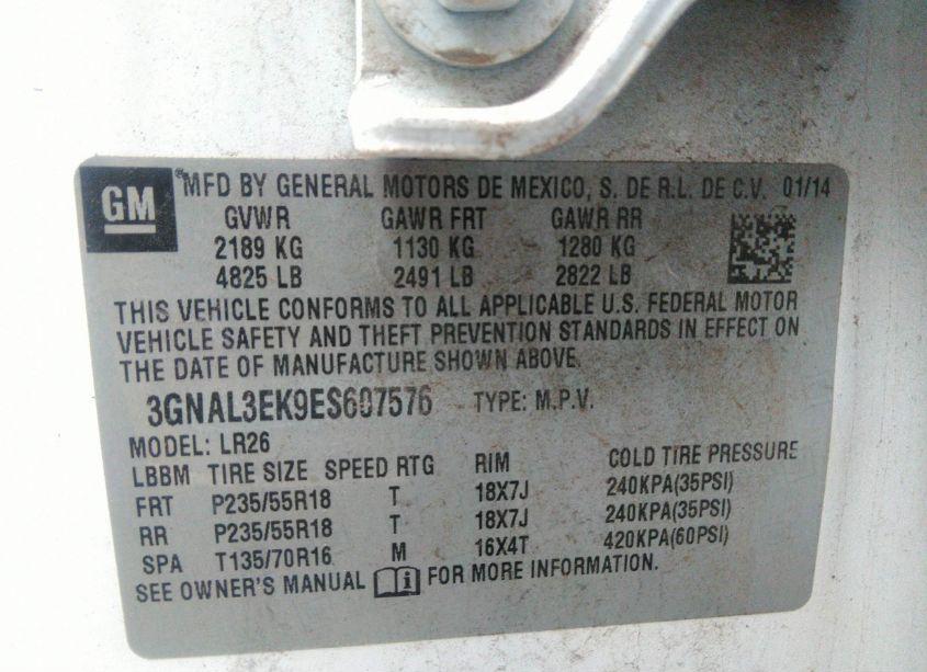 Photo 9 of 2014 Chevrolet Captiva SPORT LT (VIN 3GNAL3EK9ES607576)