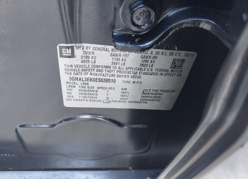 Photo 9 of 2014 Chevrolet Captiva SPORT LT (VIN 3GNAL3EK9ES638519)