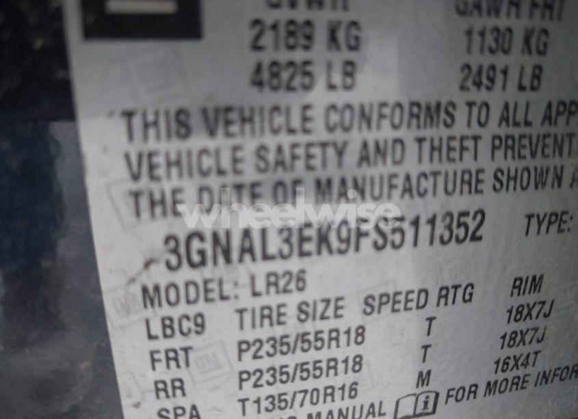 Photo 9 of 2015 Chevrolet Captiva SPORT LT (VIN 3GNAL3EK9FS511352)