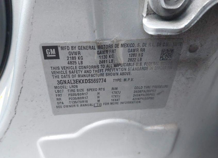 Photo 9 of 2013 Chevrolet Captiva SPORT LT (VIN 3GNAL3EKXDS569774)