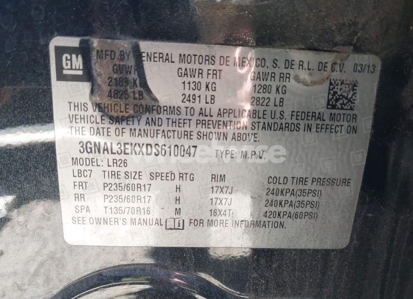 Photo 9 of 2013 Chevrolet Captiva SPORT LT (VIN 3GNAL3EKXDS610047)