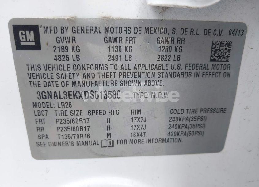 Photo 9 of 2013 Chevrolet Captiva SPORT LT (VIN 3GNAL3EKXDS613580)