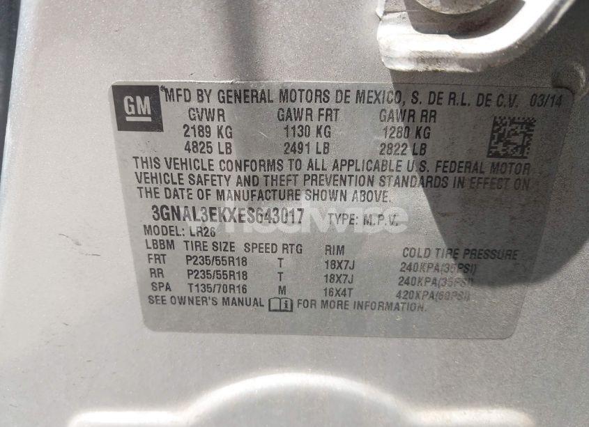 Photo 9 of 2014 Chevrolet Captiva SPORT LT (VIN 3GNAL3EKXES643017)