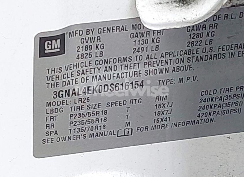 Photo 9 of 2013 Chevrolet Captiva SPORT LTZ (VIN 3GNAL4EK0DS616154)