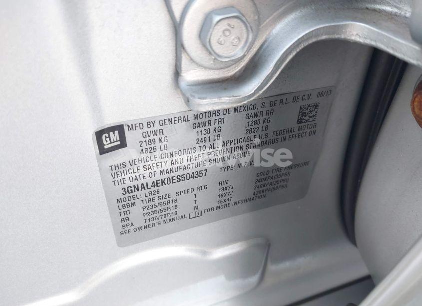 Photo 9 of 2014 Chevrolet Captiva SPORT LTZ (VIN 3GNAL4EK0ES504357)