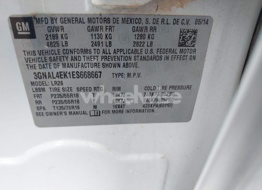 Photo 9 of 2014 Chevrolet Captiva SPORT LTZ (VIN 3GNAL4EK1ES668667)