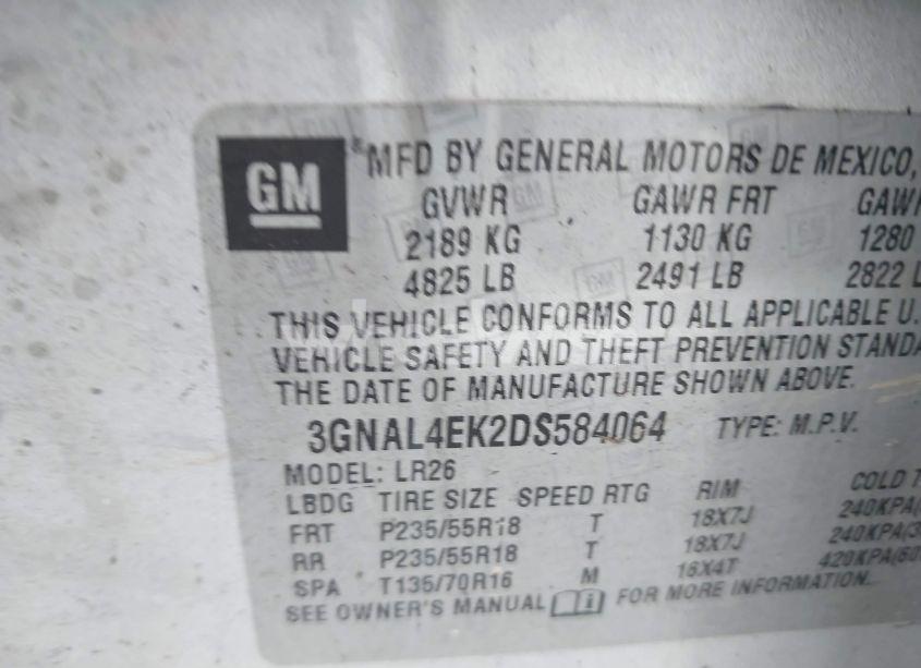 Photo 9 of 2013 Chevrolet Captiva SPORT LTZ (VIN 3GNAL4EK2DS584064)