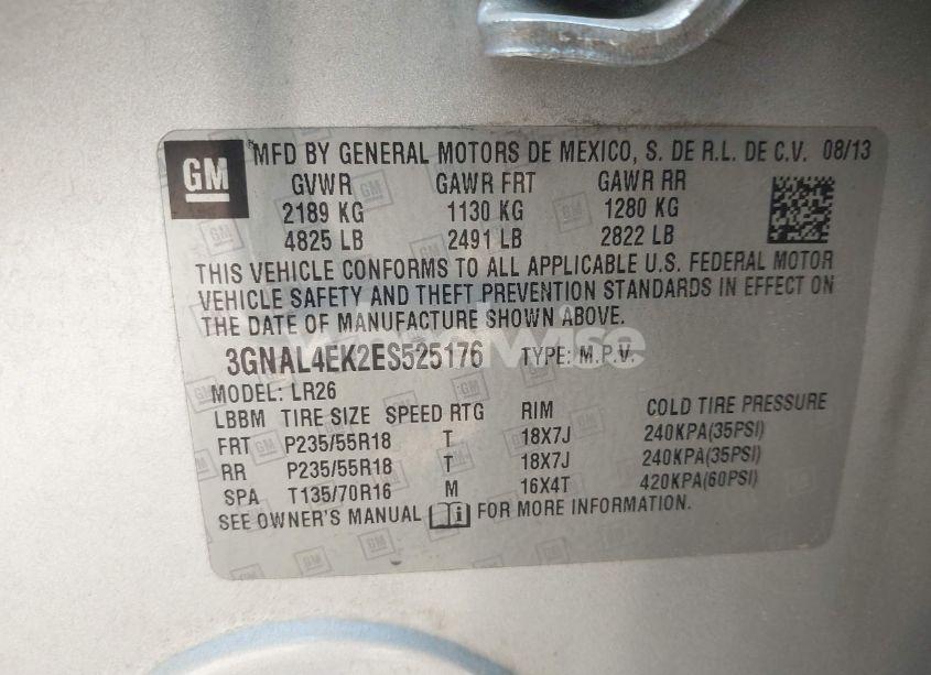 Photo 9 of 2014 Chevrolet Captiva SPORT LTZ (VIN 3GNAL4EK2ES525176)