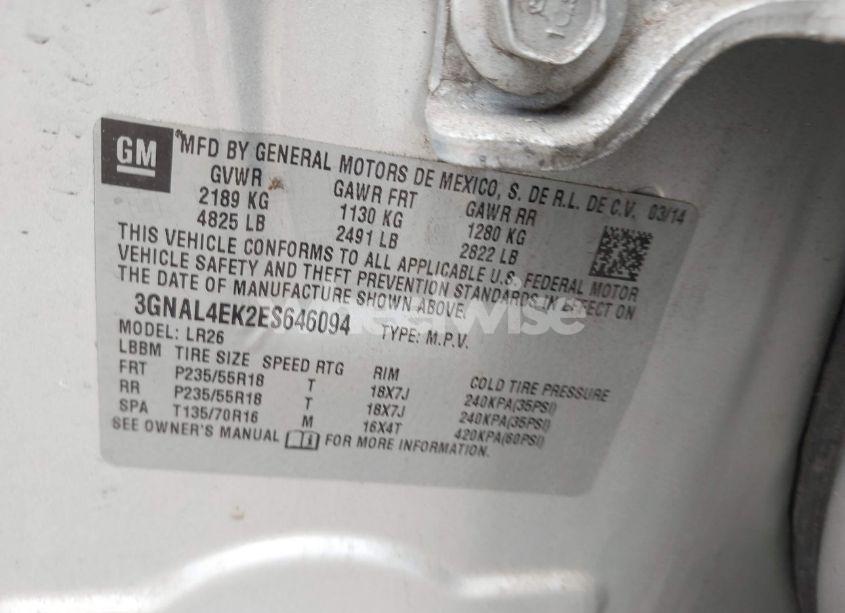 Photo 9 of 2014 Chevrolet Captiva SPORT LTZ (VIN 3GNAL4EK2ES646094)