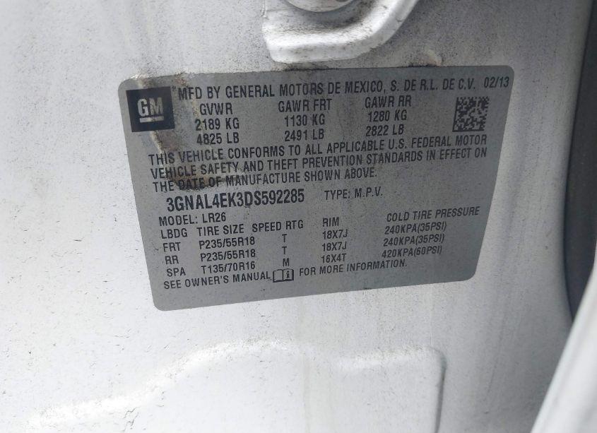 Photo 9 of 2013 Chevrolet Captiva SPORT LTZ (VIN 3GNAL4EK3DS592285)