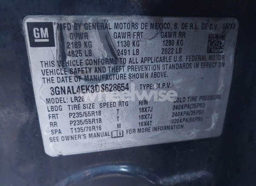 Photo 9 of 2013 Chevrolet Captiva SPORT LTZ (VIN 3GNAL4EK3DS628654)