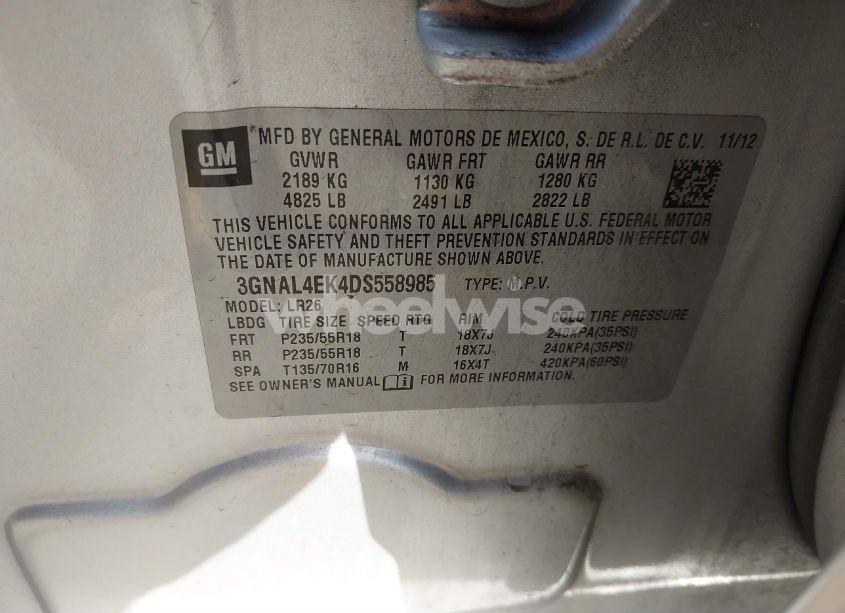 Photo 9 of 2013 Chevrolet Captiva SPORT LTZ (VIN 3GNAL4EK4DS558985)