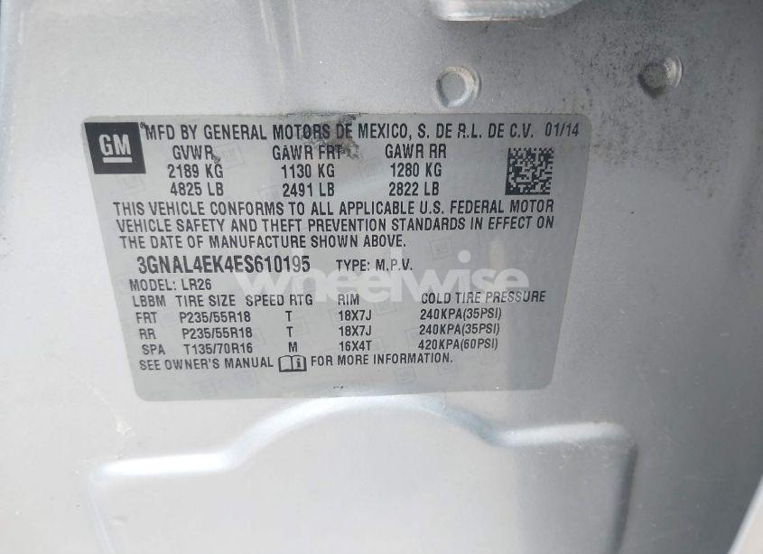 Photo 9 of 2014 Chevrolet Captiva SPORT LTZ (VIN 3GNAL4EK4ES610195)